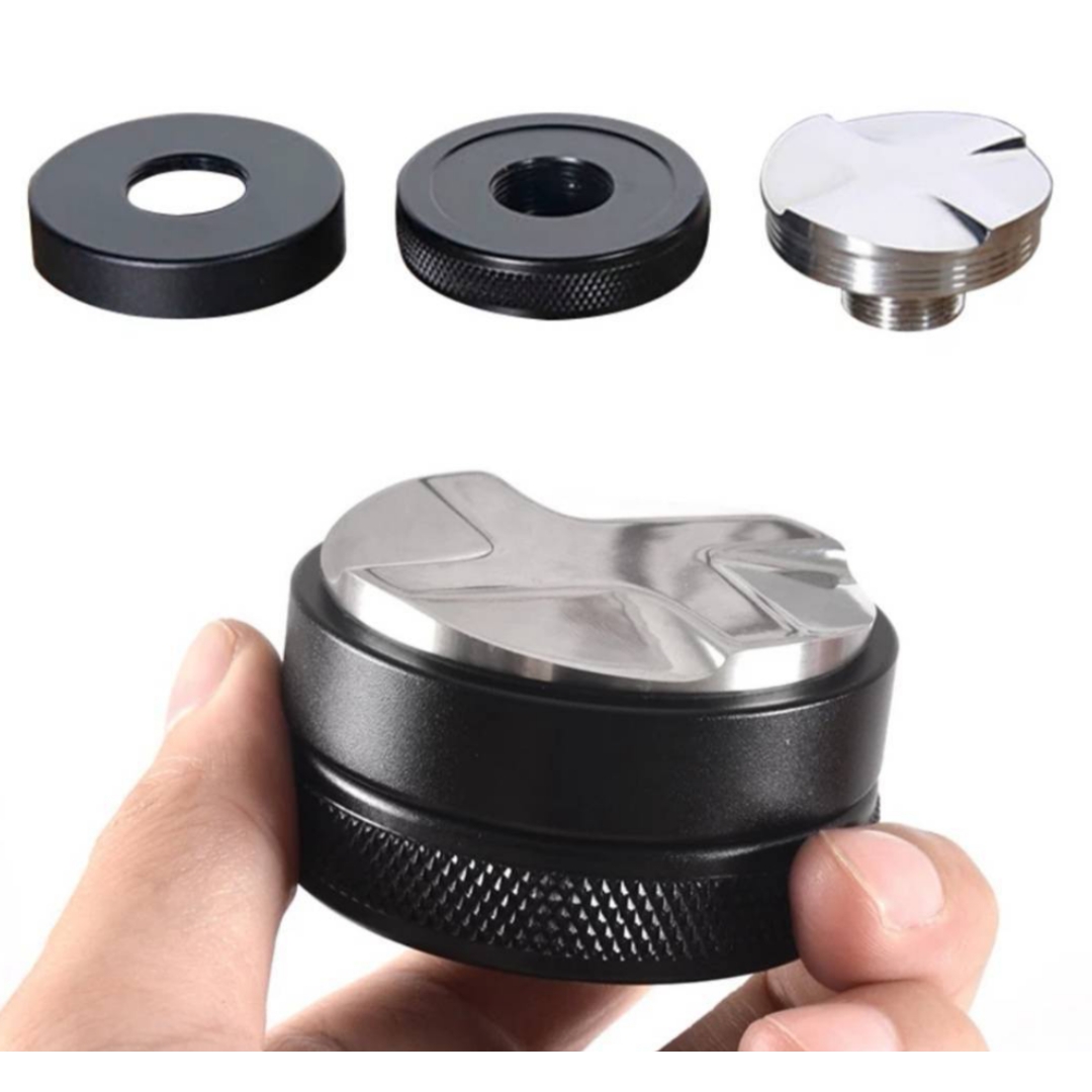 แทมเปอร์มาการอนที่กดผงกาแฟขนาด 58 mm. ปรับระดับได้ หน้ากดใบพัด หนัก 477 กรัม รหัส 0388