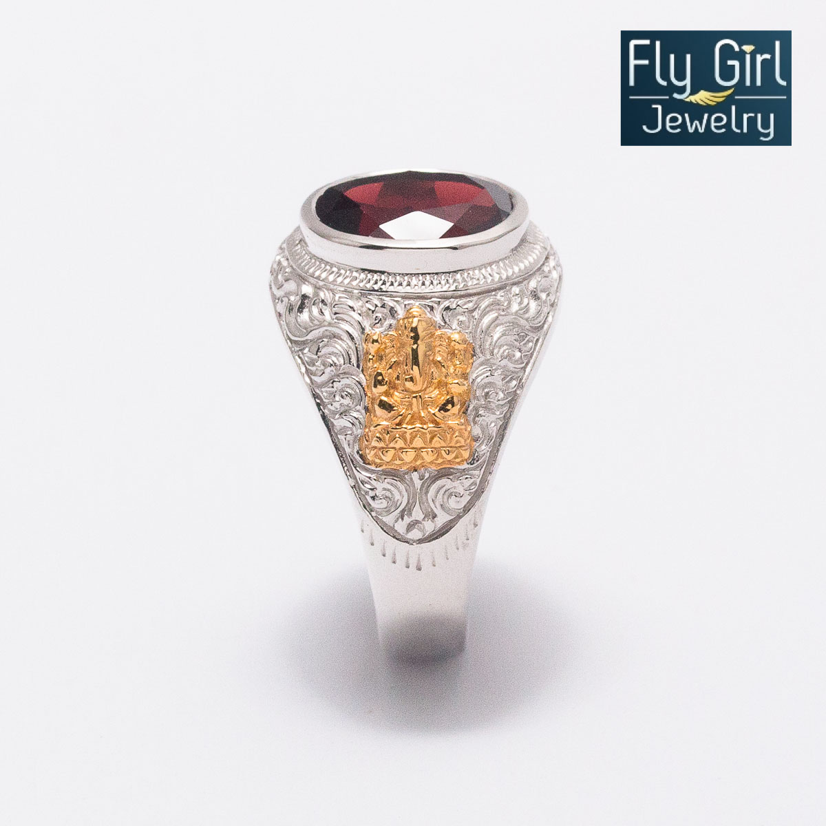 แหวนองค์พระพิฒเนศ พลอยโกเมน เทพแห่งความสำเร็จ