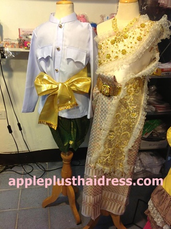 ATHC56 ชุดไทยจักรี ชาย/หญิง (ชุดเด็กชายไม่รวมผ้าผูกเอว)