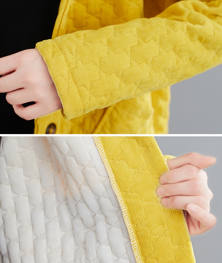 CO-012 โค้ทกันหนาวผ้าลูกฟูก บุนุ่นด้านใน มีHood สีเหลือง / น้ำเงิน