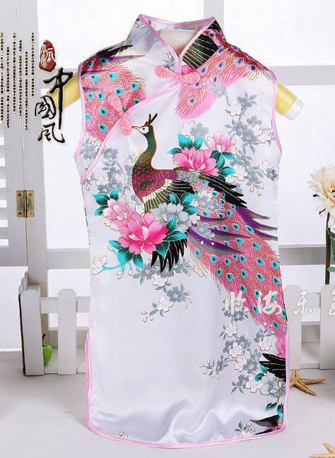 ชุดจีนกี่เพ้าเด็กหญิงสีชมพูอ่อน