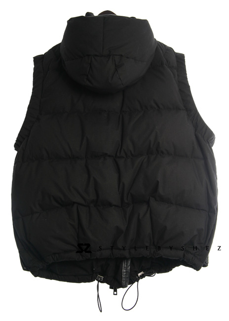 PreOrderคนอ้วน - เสื้อกั๊กแฟชั่น ผ้าร่มบุนวม มี Hood สีดำ