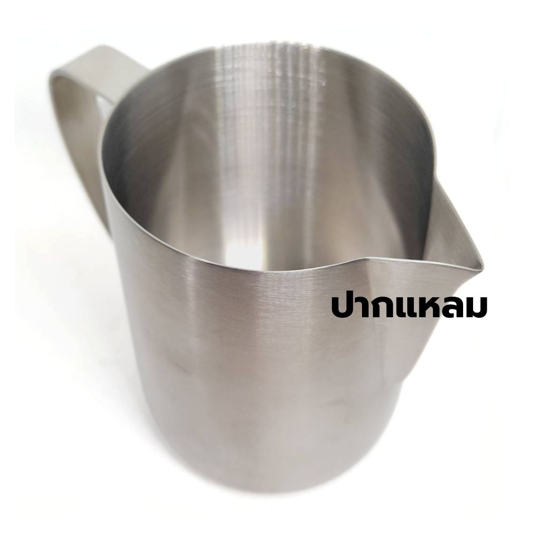 เหยือกตีฟองนม 400ml รุ่นปากแหลม สีสแตนเลส รหัส 2403