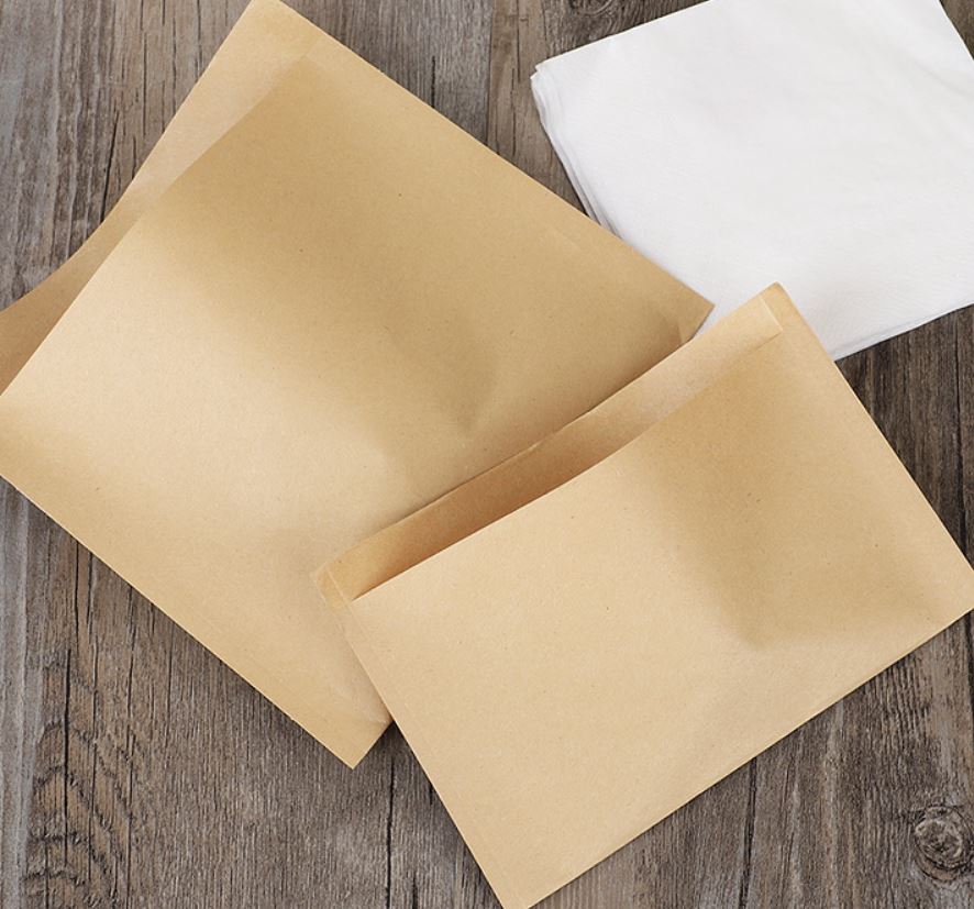 ซองกระดาษเคลือบกันน้ำ-น้ำมัน Food Grade สำหรับใส่อาหารทอด-อบ-ย่าง แพ็ค 100 ชิ้น