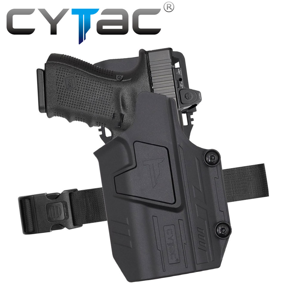 (งานแท้) ซองปืน Mega-Fit ติดไฟฉาย + เพลทลดต่ำ + รัดขา ยี่ห้อ Cytac