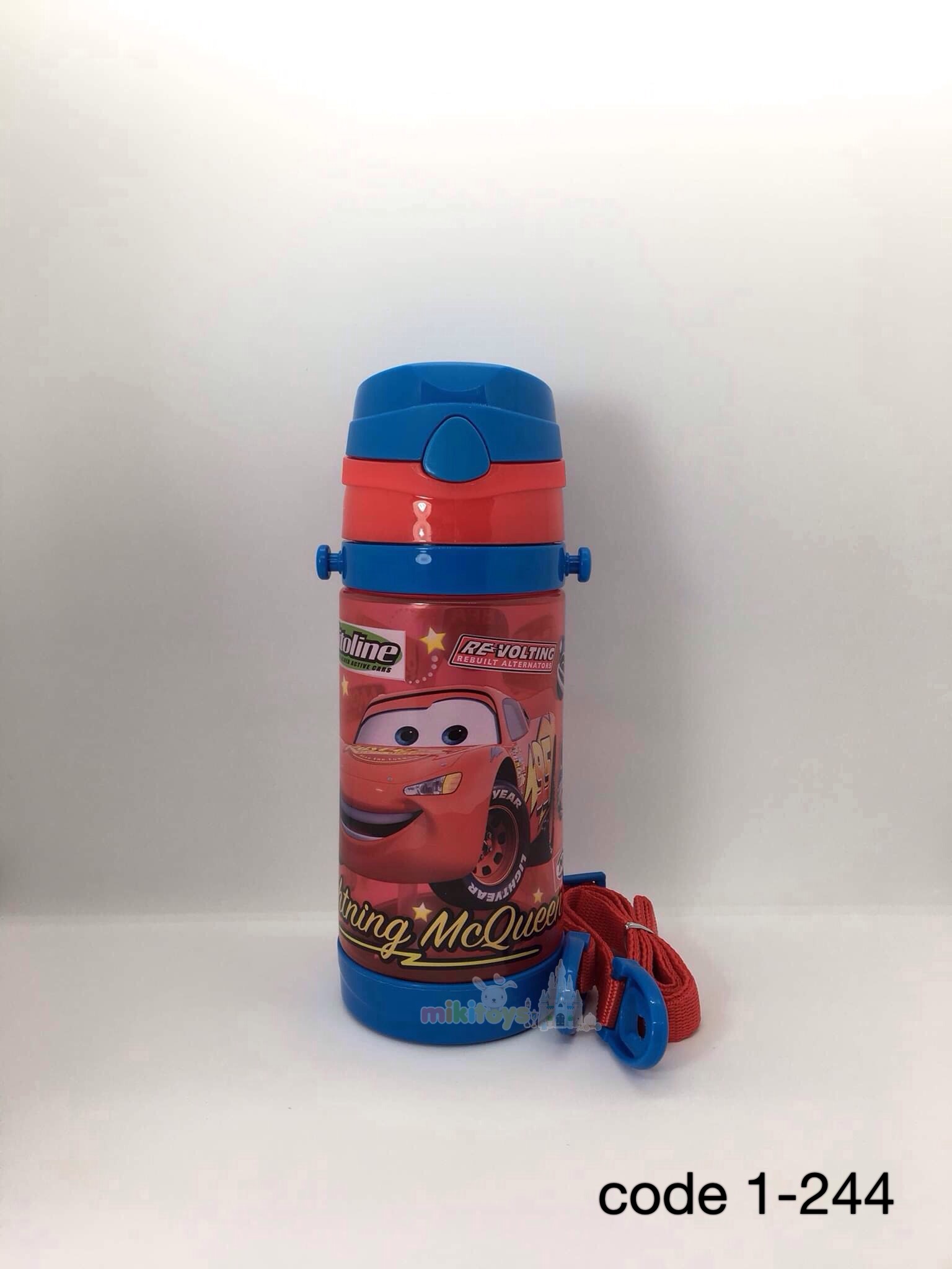 กระติกน้ำเด็ก Cars McQueen สีแดง รุ่นฝาเด้ง ปุ่มกดสามเหลี่ยม