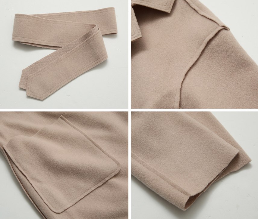 LD002 - เสื้อกันหนาว - โค้ทยาว ขนสัตว์ ไม่หนา สี : กากี / น้ำตาล / ดำ