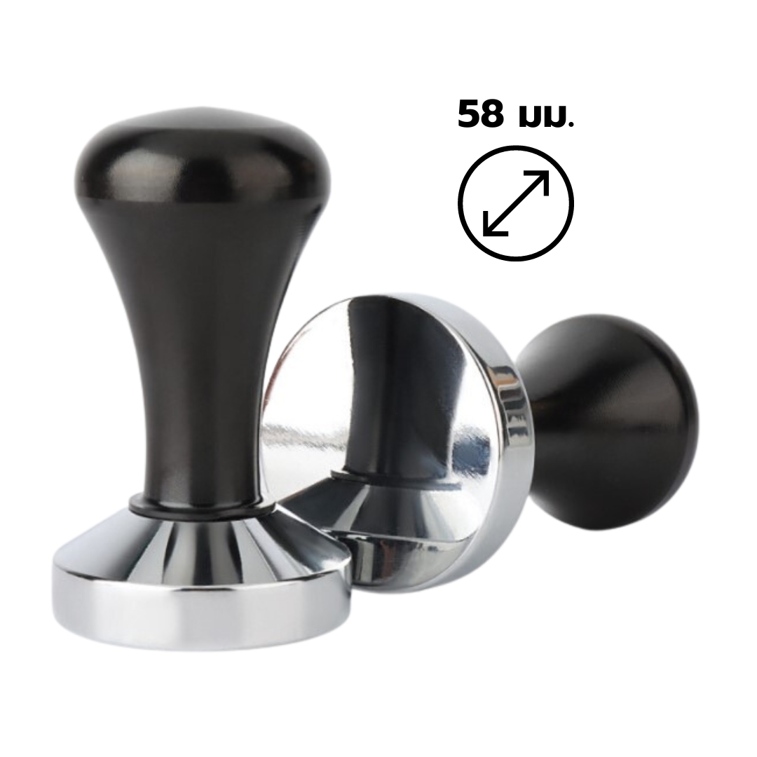 แทมเปอร์ที่กดผงกาแฟสแตนเลสด้ามจับสีดำ 58 มม.หนัก 435 กรัม รหัส 1834