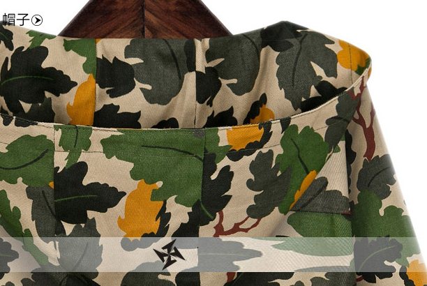 PreOrderคนอ้วน - เสื้อกันหนาวแฟชั่น ไซส์ใหญ่ คนอ้วน เสื้อกันหนาวพิมพ์ลายพราง ซิบหน้าพร้อม Hood ไม่หนา