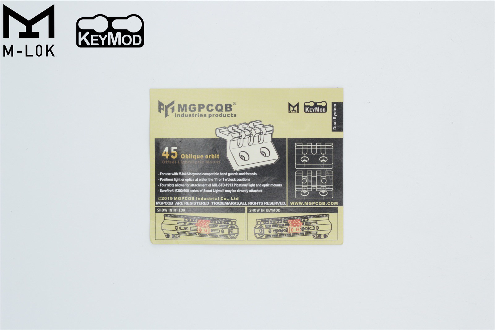 รางเฉียง ระบบ M-Lok & KeyMod ยี่ห้อ MGPCQB