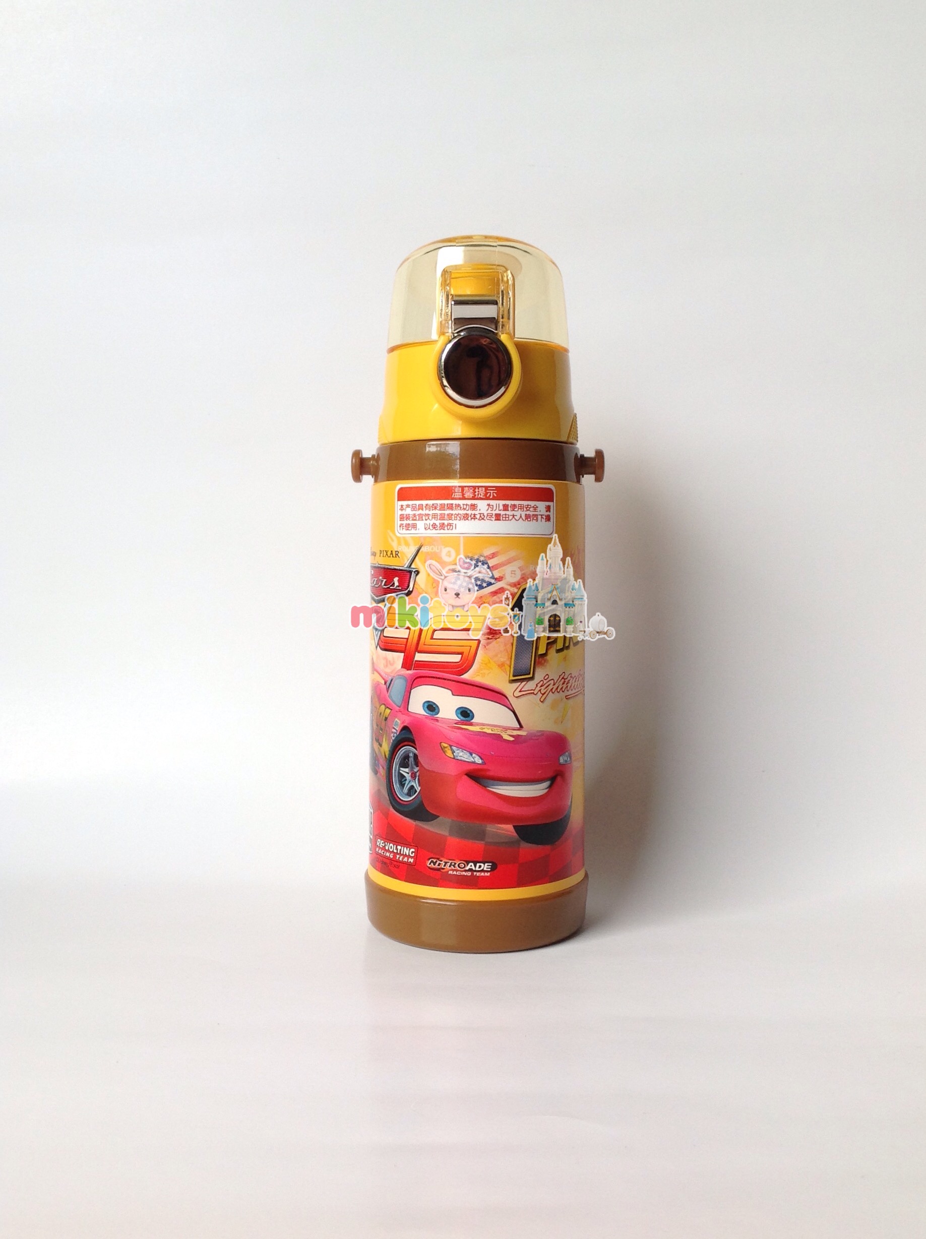 กระติกน้ำเก็บความเย็น รุ่นยกดื่ม คาร์ แมคควีน สีเหลือง Disney YELLOW Cars McQueen (1st to the finish) ระบบตัวล็อค2ชั้น