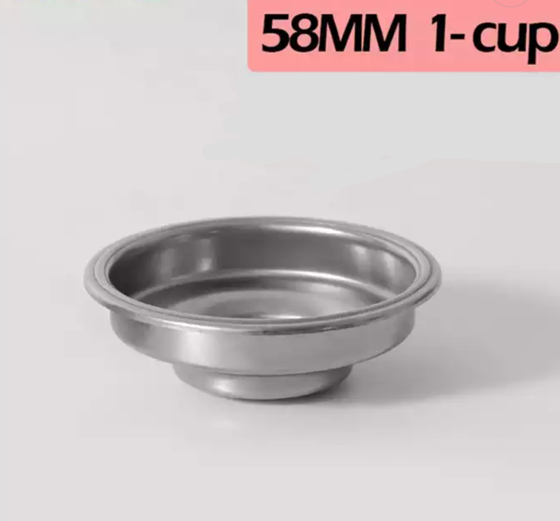ตะแกรงรูเดียว กลั่นชา ชงชา ชงกาแฟ 1 ช็อต ขนาด 58 มิล Pressurized Coffee Filter Basket 58MM 1 Cups รหัส 2292
