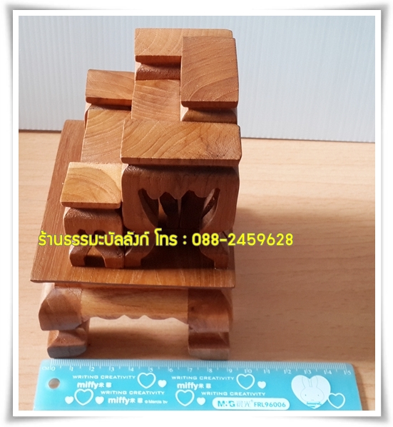 โต๊ะหมู่บูชาจิ๋ว หมู่ 7 หน้า 1 แบบเรียบ ไม้สัก สีไม้สักธรรมชาติ
