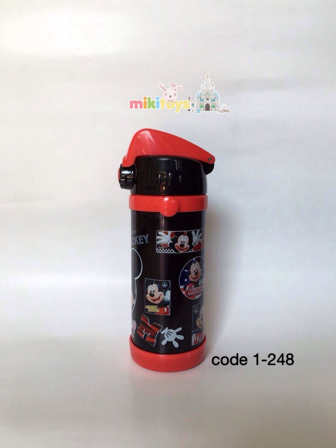กระติกน้ำเก็บอุณหภูมิ Mickey mouse มิกกี้เมาส์ สีแดงดำขนาด350ml.
