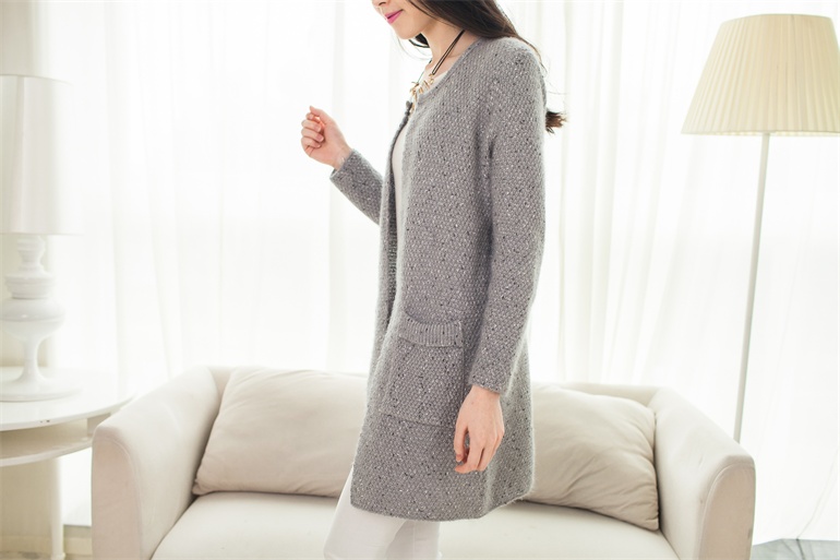 PreOrderคนอ้วน - เสื้อคลุมกันหนาวแฟชั่น ไซส์ใหญ่ คนอ้วน เสื้อไหมพรมไม่หนาตัวยาว สี : เทา / น้ำเงิน / ชมพู