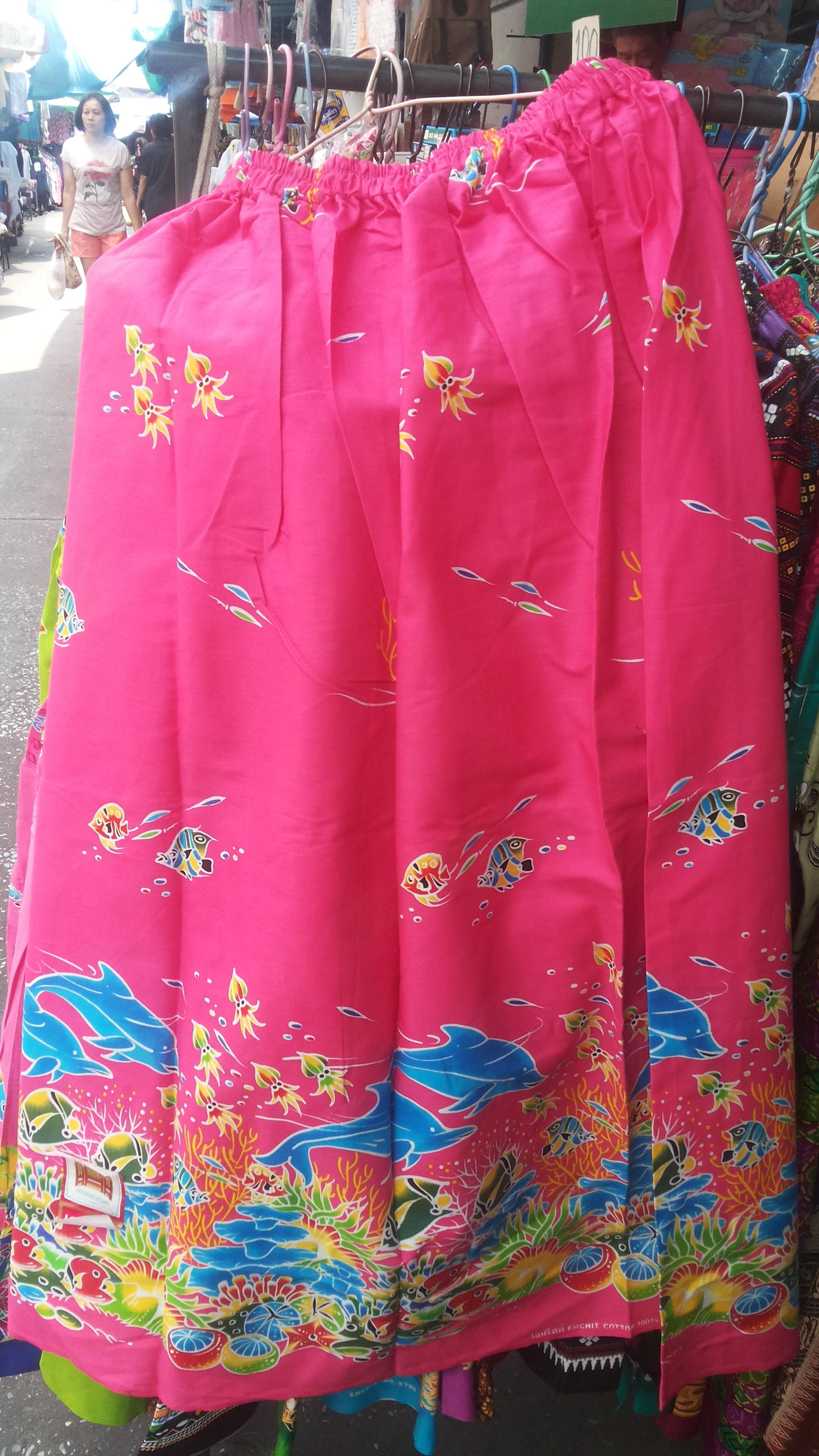 กระโปรงเอวยางยืด ยาว 35 นิ้ว Elastic Skirt Thai Sarong