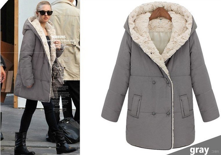 PreOrderไซส์ใหญ่ - เสื้อกันหนาวแฟชั่น คนอ้วน ไซส์ใหญ่ ข้างในเป็นขนเทียม อุ่น หนา เหมาะสำหรับไปเที่ยว ตปท. สี : ดำ / เทา