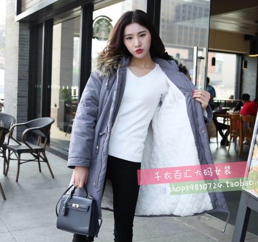 PreOrderคนอ้วน - เสื้อกันหนาว ไซส์ใหญ่ ผ้าฝ้ายโพลิเอสเตอร์ ข้างในหนังสัตว์ มี Hood+เฟอร์ สี : เทา / ดำ / เขียว