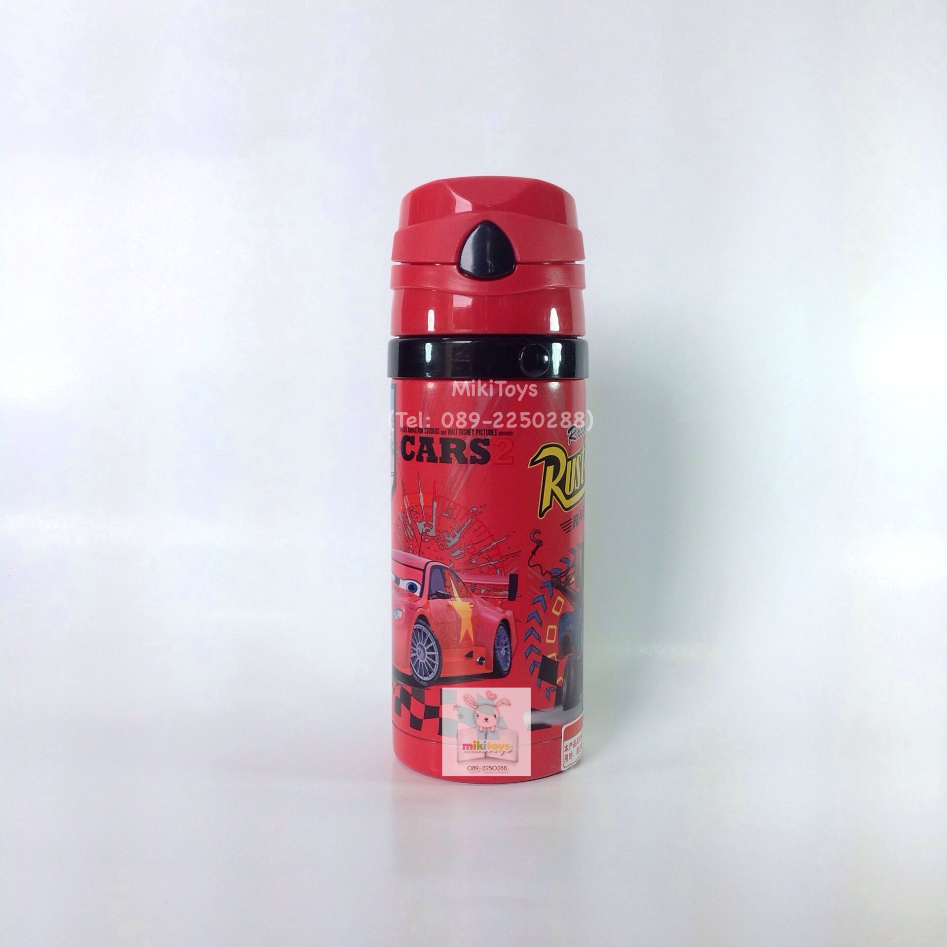 กระติกน้ำ Cars McQueen สีแดงดำ เก็บอุณหภูมิได้ ร้อน-เย็น Disney สีสดลายสกรีนชัดเจนค่ะ