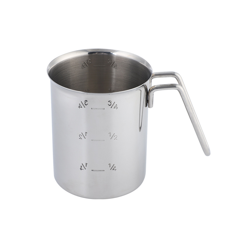เหยือกสแตนเลสหนามีหูจับมีขีดสเกล ทรงกระบอก ขนาด 750ml 290g รหัส 2287