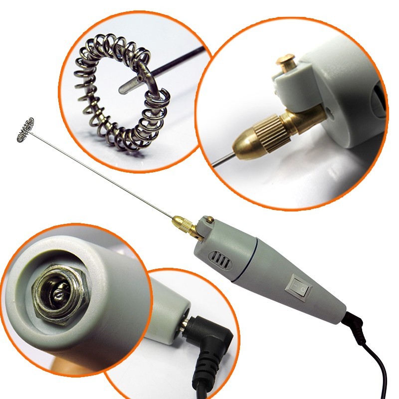 เครื่องตีฟองนมไฟฟ้า ด้ามสีเทา 12V. 10000RPM รหัส 1610-601