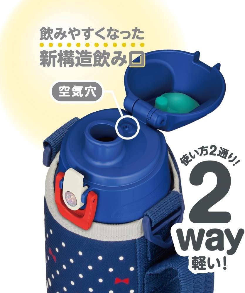 THERMOS FJJ-1000WF NVD Vacuum Insulated 2-Way Bottle 1.0L – สี Navy Dot (น้ำเงินจุดขาว) เทอร์มอสกระติกน้ำกีฬาฉนวนสุญญากาศ เก็บอุณหภูมิได้ทั้งร้อนและเย็น ขนาด 1ลิตร