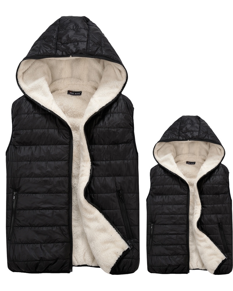 PreOrderคนอ้วน - เสื้อกั๊กแฟชั่น ผ้าร่มด้านนอก ด้านในขนสัตว์ มีHood สีดำ