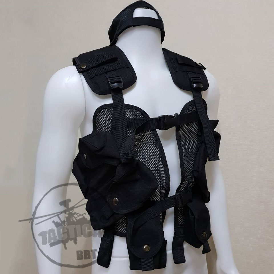 ปลอกเสื้อกั๊กเปลือย ผ้า 1000D ดำสนิท