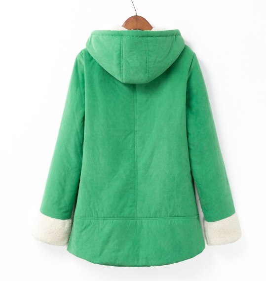 PreOrderคนอ้วน - เสื้อกันหนาวแฟชั่น ไซส์ใหญ่ คนอ้วน ผ้าฝ้าย บุขนสัตว์ด้านในทั้งตัว มีHood สี : น้ำเงินเข้ม / เขียว