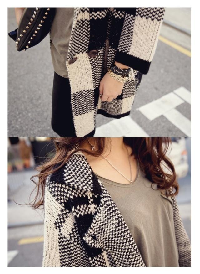 Pre Order - เสื้อกันหนาวแฟชั่นเกาหลี เสื้อแจ๊คเก็ตหนาลายสก๊อต สี : สีน้ำเงิน / สีแดง / สีดำ