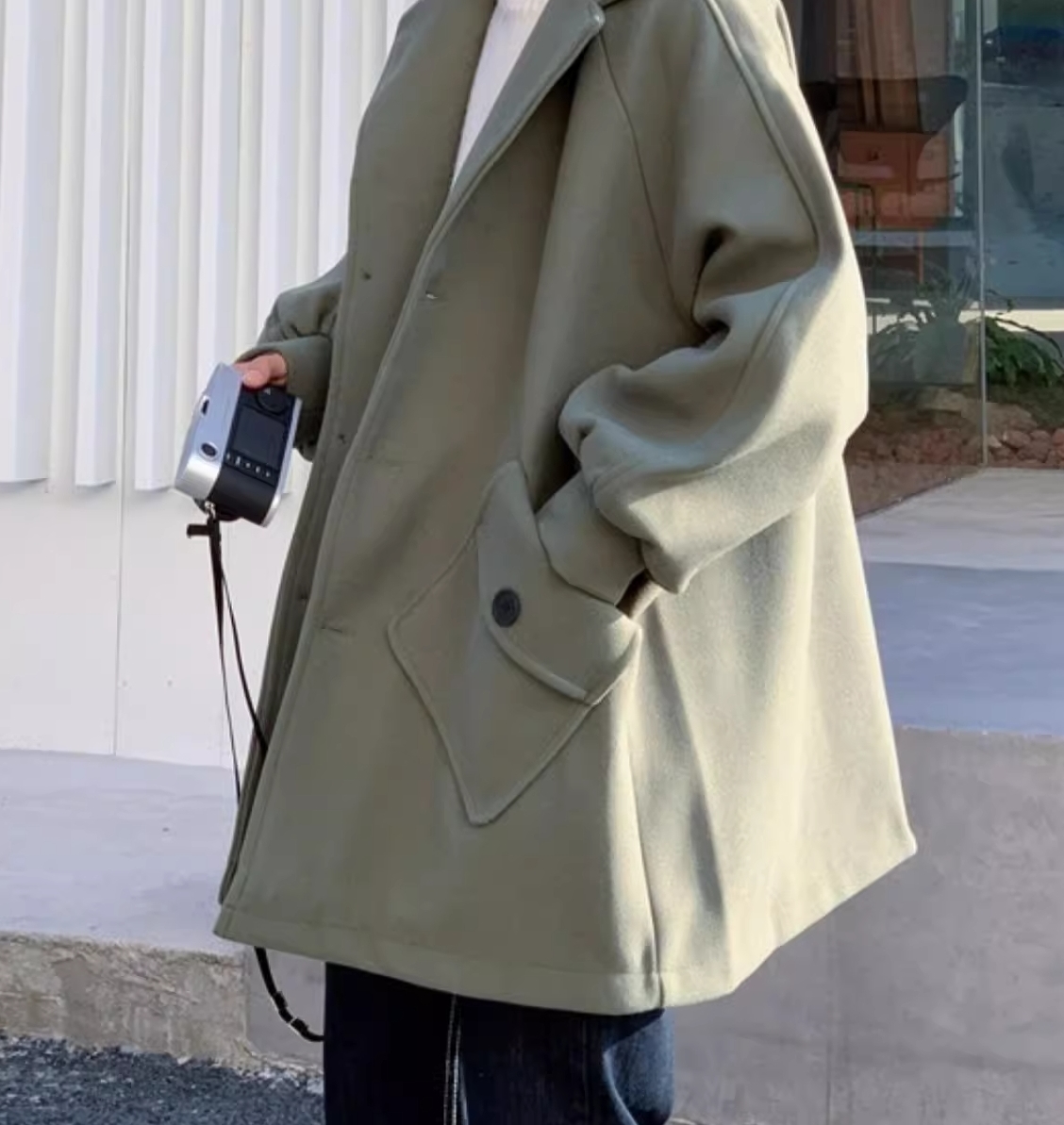 M2324-0004 โค้ทวูลของผู้ชาย ยาวกำลังดี