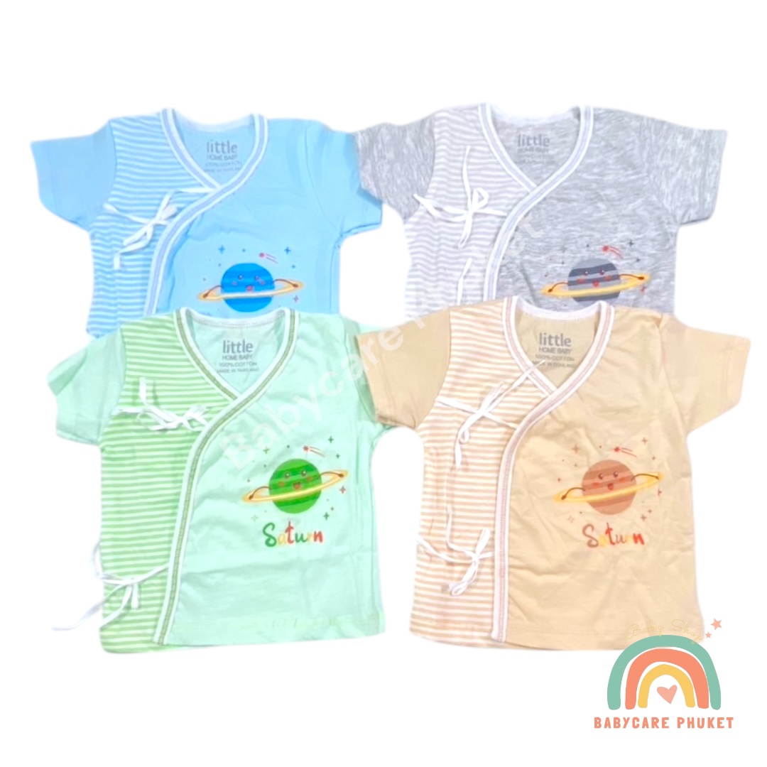 เสื้อเด็กแรกเกิด ผูกหน้า ผ้ายืดคัตตอล เนื้อผ้านิ่ม