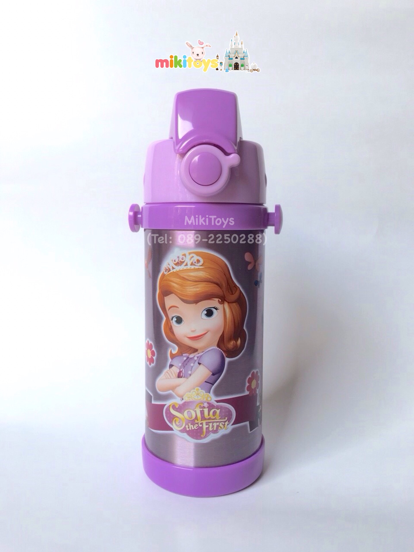 กระติกน้ำโซเฟีย เดอะ เฟิร์ส Sofia The First สีม่วง ขนาด350ml. รุ่นกดแล้วฝาเด้ง พร้อมตัวล็อค2ชั้น เก็บอุณหภูมิ