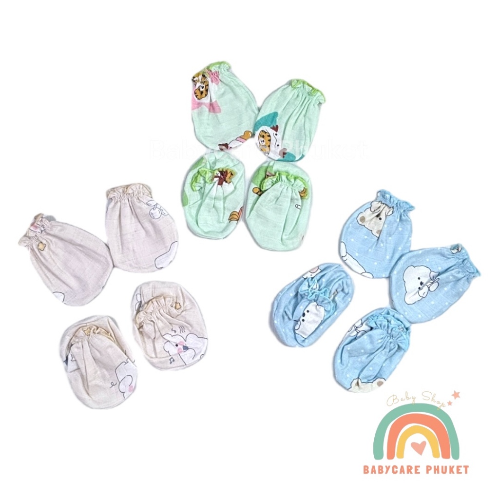 ถุงมือถุงเท้าเด็กอ่อน ผ้ามัสลิน เนื้อผ้านุ่มมาก