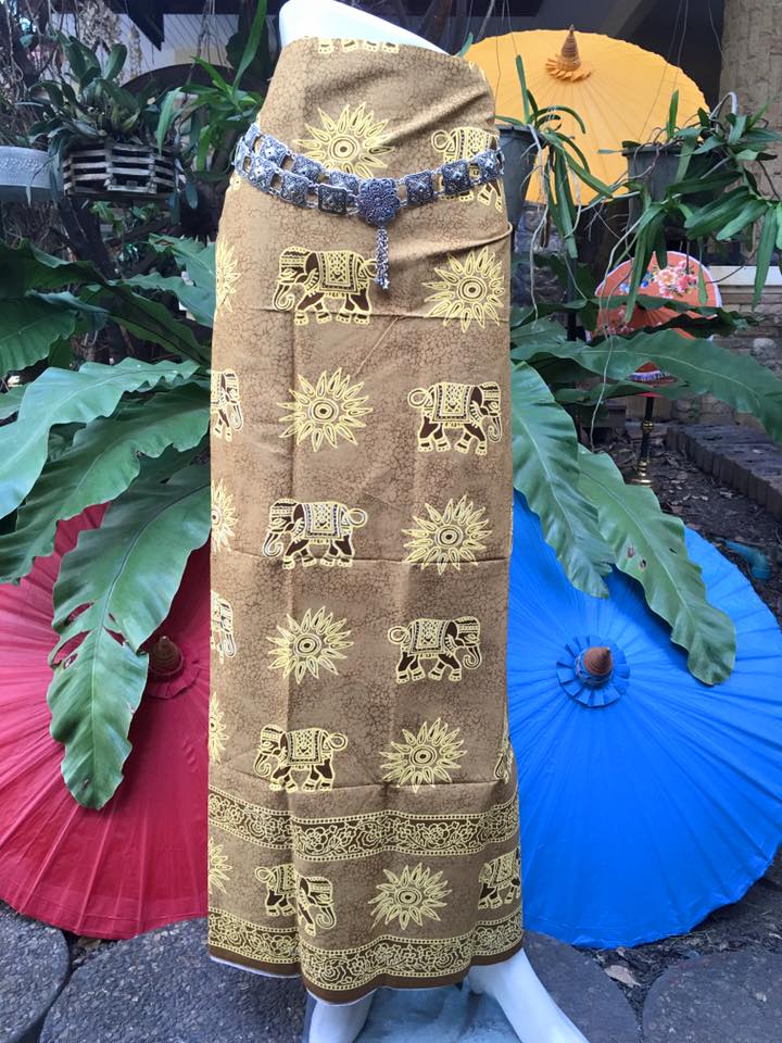 ผ้าถุงคอตต้อน-ลายช้างเขียนทอง