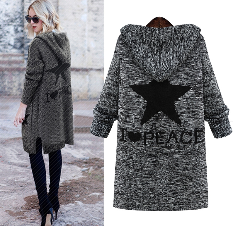 CO-010 ไหมพรม แบบยาว มีHood มีไซส์เดียวนะคะ สีเทาเข้ม