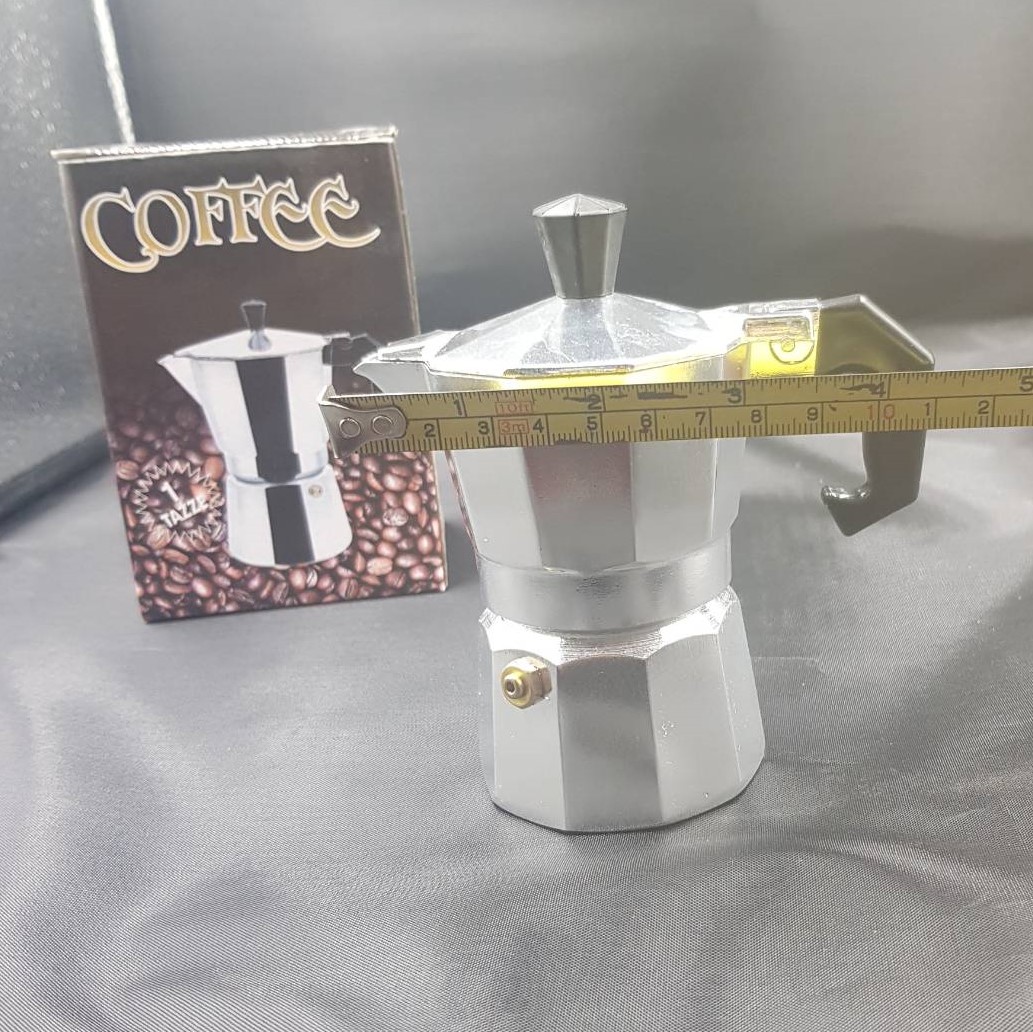 หม้อต้มกาแฟสดมอคค่าพอท (MOKA POT) 50 ml อลูมิเนียม 1 ถ้วย 1 Cups Aluminium Moka pot รหัส 0153