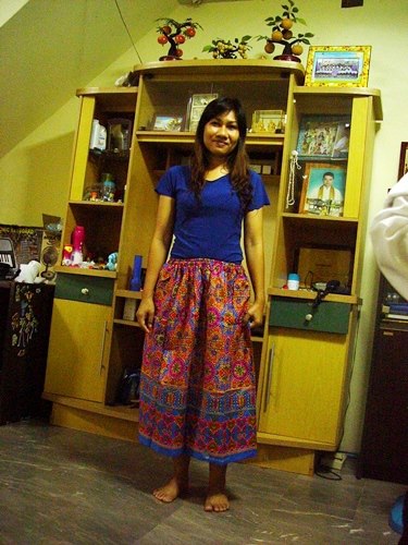 กระโปรงเอวยางยืด ยาว 35 นิ้ว Elastic Skirt Thai Sarong
