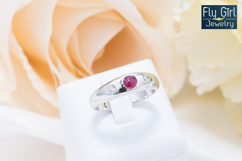 แหวนเงินแท้ พลอยทับทิมแท้(ราศีกรกฎ)