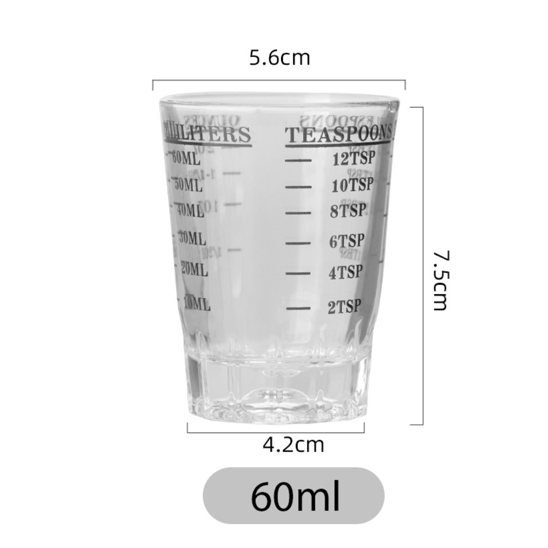 แก้วหนาถ้วยตวง 60ml กาแฟเอสเพรสโซ่ 2 oz รหัส 1835