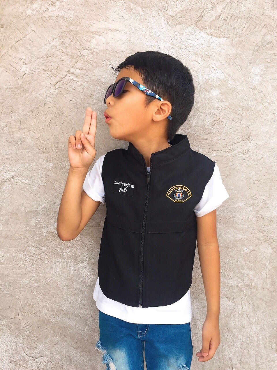 เสื้อกั๊กตำรวจกองปราบรุ่นจิ๋วชุดอาชีพในฝันสำหรับเด็ก
