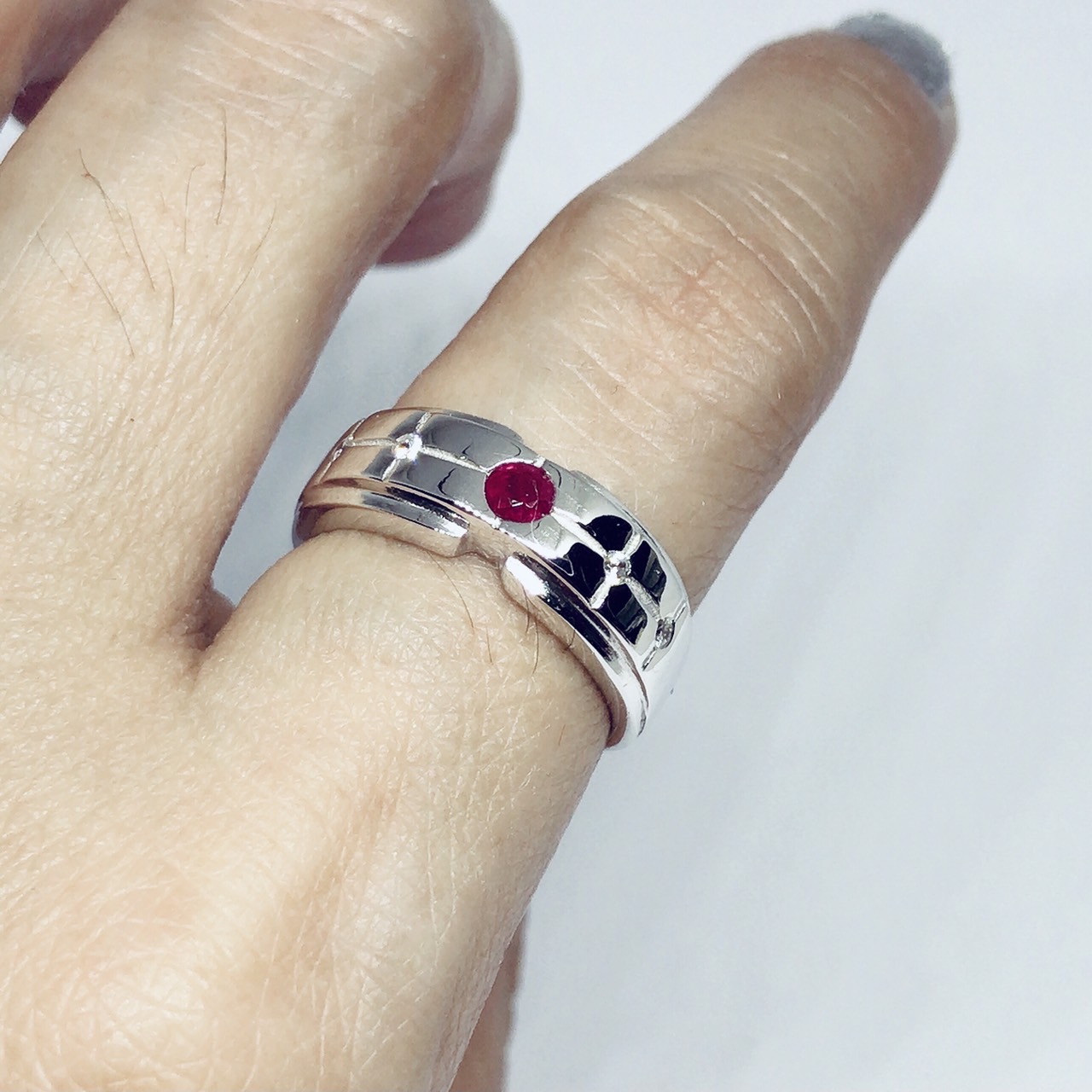 แหวนเงินแท้ พลอยทับทิมแท้(ราศีกรกฎ)