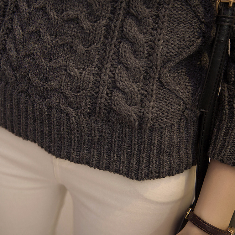 PreOrderคนอ้วน - เสื้อกันหนาวแฟชั่น ไหมพรมคอเต่า สีเทา