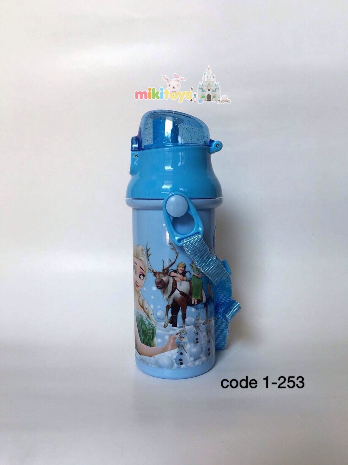 กระติกน้ำเด็ก NEW! Frozen Fever โฟรเซน ฟีเวอร์ สีฟ้า รุ่นยกดื่ม