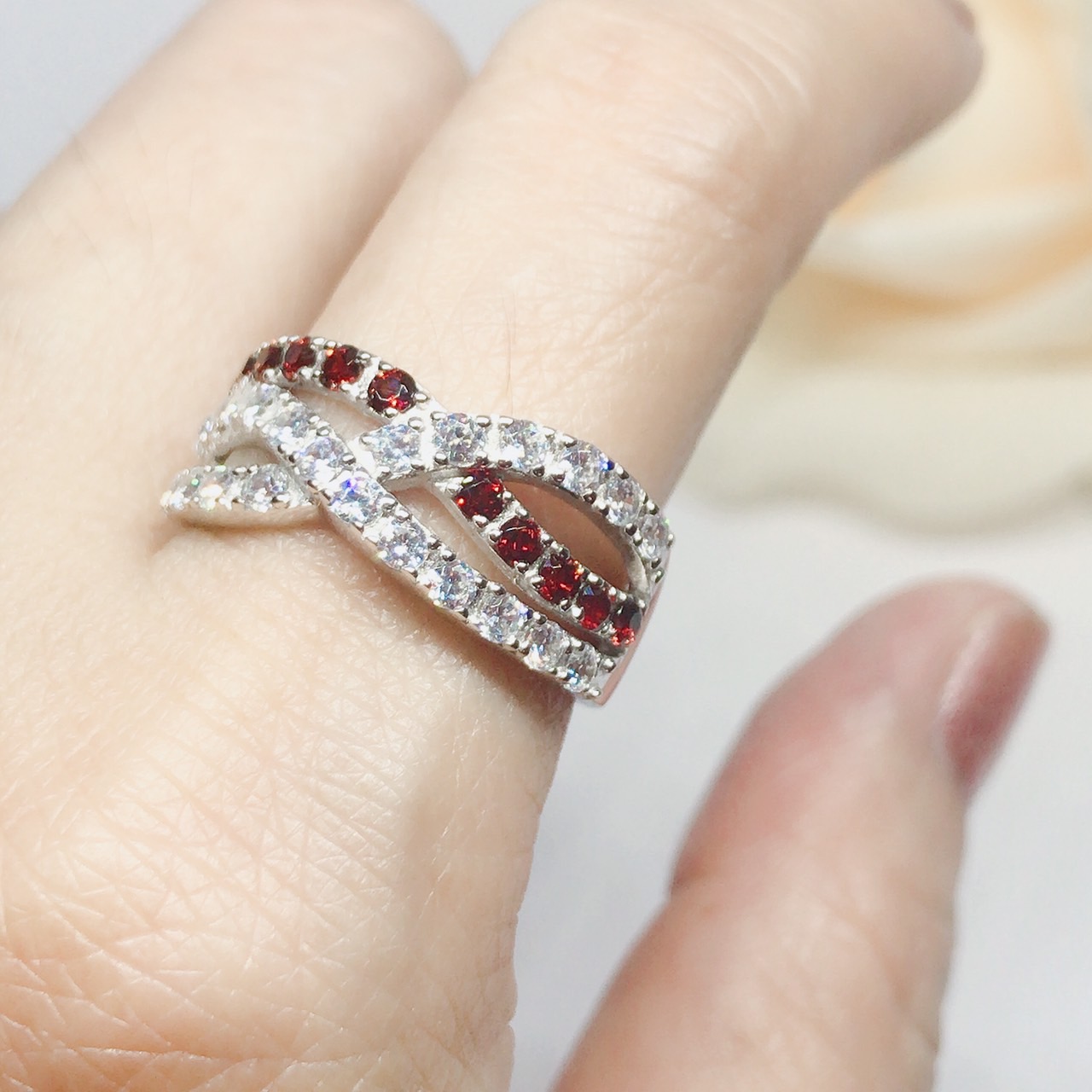 แหวนเงินแท้ พลอยโกเมนแท้(ราศีมังกร)