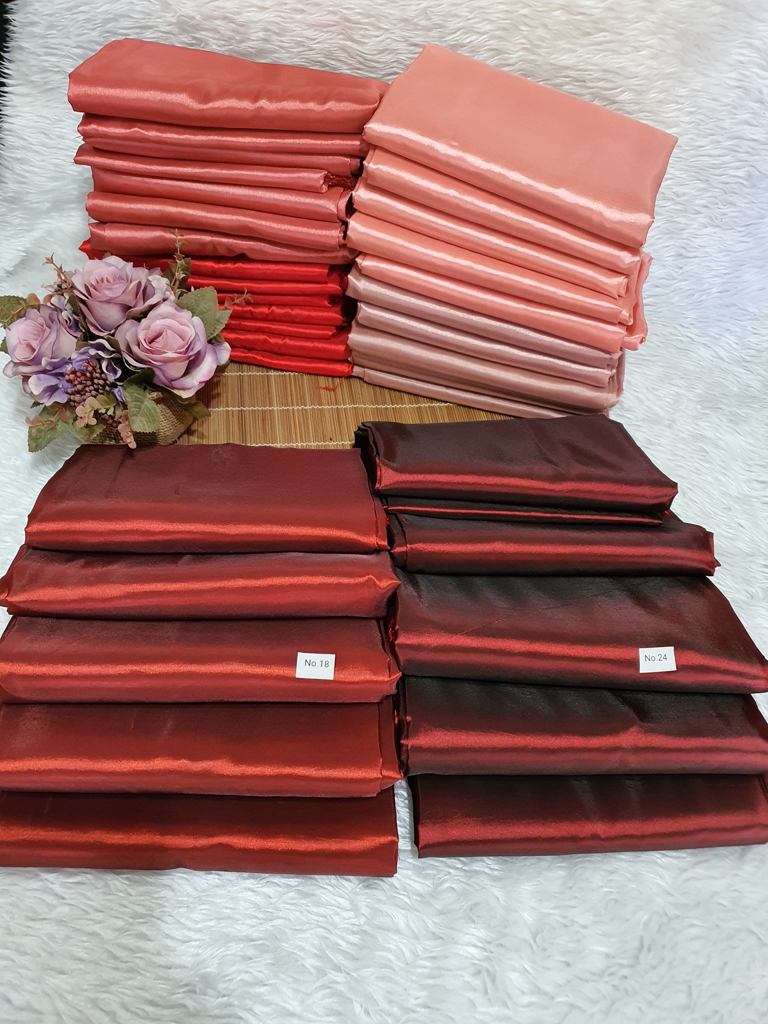 ผ้าไหมสังเคราะห์ทอเครื่องสีพื้น Plain Synthetic Silk