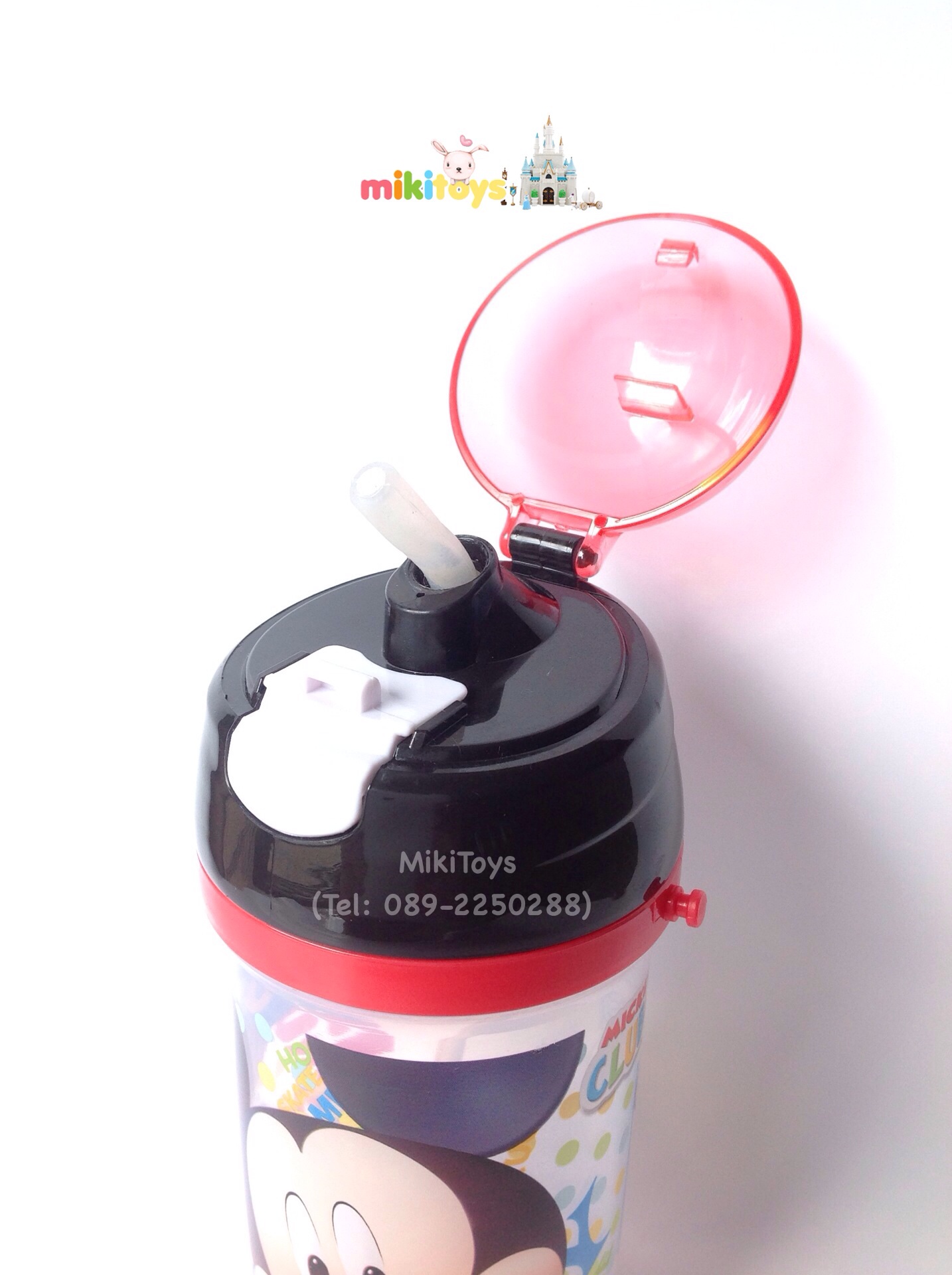 กระติกน้ำเด็ก มิกกี้เมาส์ Mickey Mouse #clubhouseขอบสีดำ-แดง **BPA Free ปลอดภัยกับเด็กๆค่ะ(ฟรีค่าจัดส่ง)