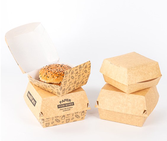 กล่องใส่เบอร์เกอร์-อาหารทอด กระดาษ Food Grade เคลือบกันไขมัน (grease-proof paper) แพ็ค 50 ชิ้น