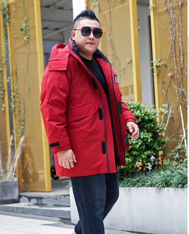 M2324-0026 โค้ทผู้ชายไซส์ใหญ่ ขนเป็ด กันน้ำ หล่อเท่ ๆ ซับถอดได้ ไม่ติดซิปหน้า