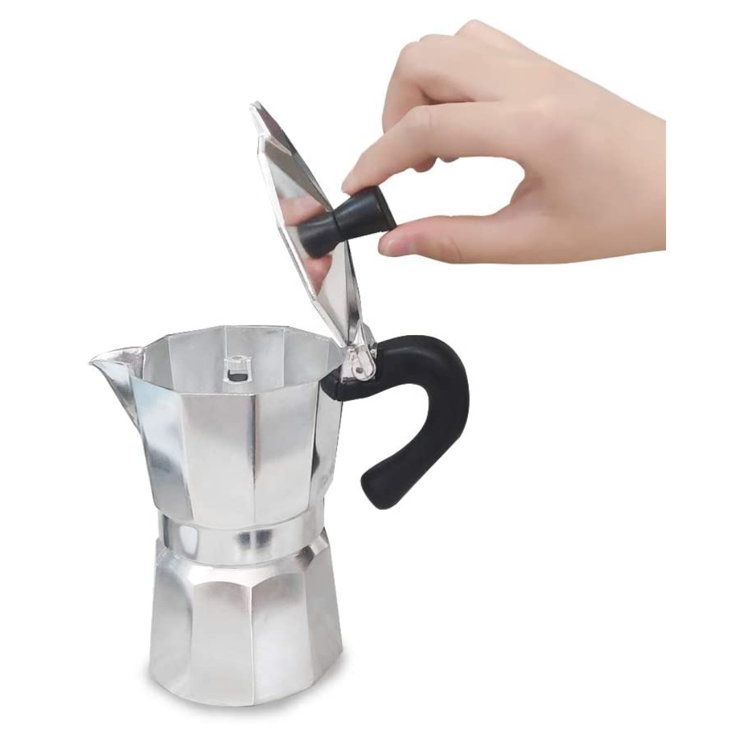 กาต้มกาแฟมอคค่าพอทขนาด 3 คัพ moka pot 150 ml ก้นเหลี่ยม หูจับหนา รหัส 1741